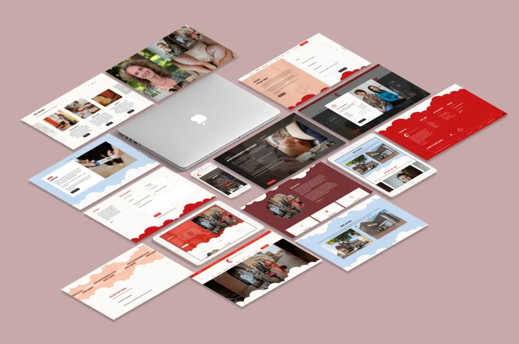 Webdesign voor Verloskundigen Eva met een warme, professionele uitstraling, passend bij verloskundige zorg.